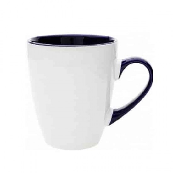 10oz White-Dark Blue Ceramic Coffee Mug "Riga" (300 ml)