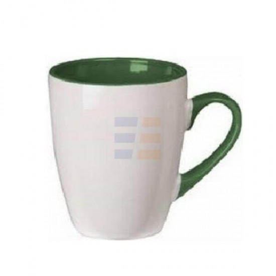 10oz White-Dark Green Ceramic Coffee Mug "Riga" (300 ml)