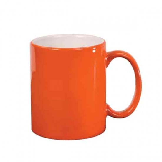 11oz Cana Oranj-Alb din Ceramica "Dublin" (320 ml)