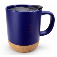 13oz Ceramic Mug with Cork Base and Lid (385 ml), Blue