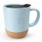 13oz Ceramic Mug with Cork Base and Lid (385 ml), Light Blue