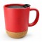 13oz Ceramic Mug with Cork Base and Lid (385 ml), Red