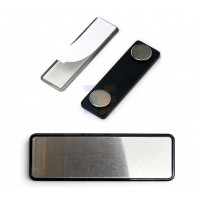 Ecuson Magnetic de Sublimare cu Rama Neagra, Silver