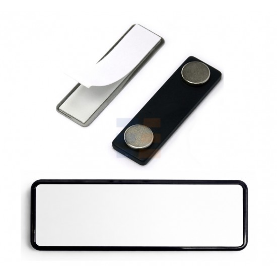 Ecuson Magnetic de Sublimare cu Rama Neagra, White