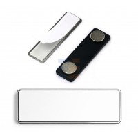 Ecuson Magnetic de Sublimare cu Rama Argintie, White