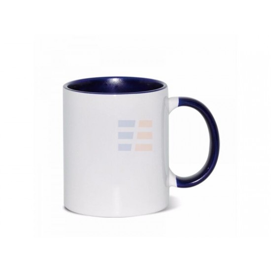 11oz Cana din Ceramica de Sublimare, Interior si Miner Albastru Inchis (320 ml)