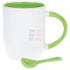 12oz Сублимационная Кружка с Ложкой, Внутри и Ручка Светло-Зеленая (350 мл)