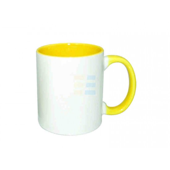 11oz Cana din Ceramica de Sublimare, Interior si Miner Galben (320 ml)