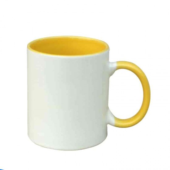 11oz Cana din Ceramica de Sublimare, Interior si Miner Galben (320 ml)