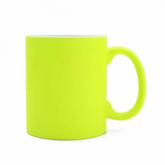 11oz Sublimation Neon Yellow Ceramic Coffee Mug (320 ml)