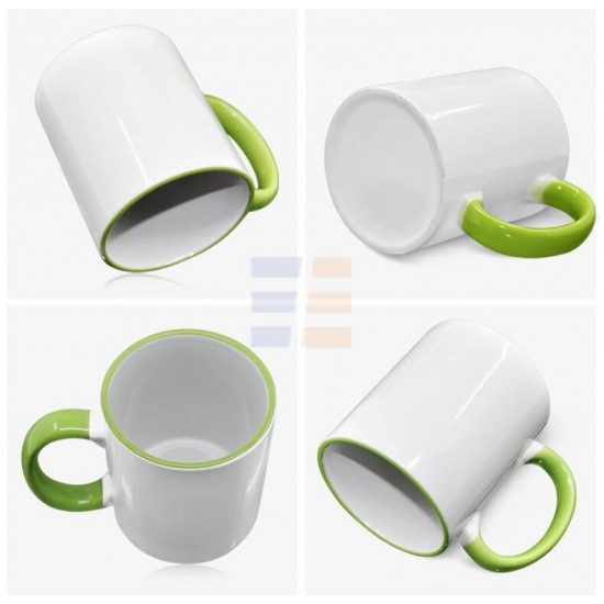 11oz Sublimation Light Green Rim And Handle Ceramic Coffee Mug (320 ml) 11oz Sublimation Light Green Rim And Handle Ceramic Coffee Mug (320 ml)