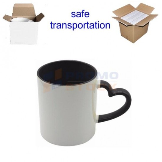 11oz Cana de Sublimare in ambalaj ind., Miner Inima, Neagra (320 ml)