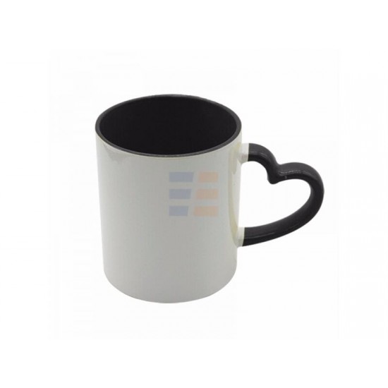 11oz Cana de Sublimare in ambalaj ind., Miner Inima, Neagra (320 ml)