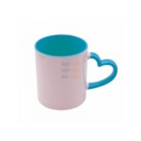 11oz Сублимационная Кружка в инд. упаковке, Ручка Сердце, Голубая (320 мл)