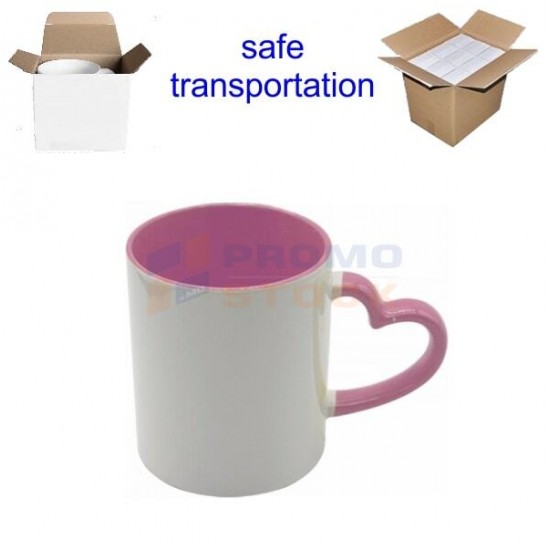 11oz Cana de Sublimare in ambalaj ind., Miner Inima, Roz (320 ml)