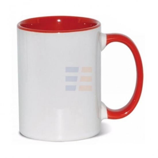 15oz Cana din Ceramica de Sublimare, Interior si Miner Rosu (440 ml)