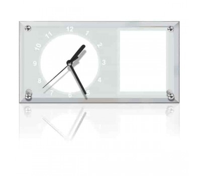 Rama Foto cu Ceas de Sublimare din Sticla, Oglinda, 30x16 cm