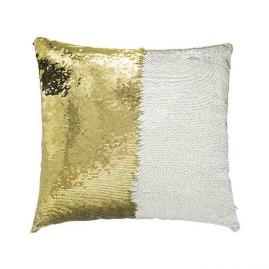 Fata de Perna de Sublimare, Aurie / Alba, cu Paiete, 40x40 cm