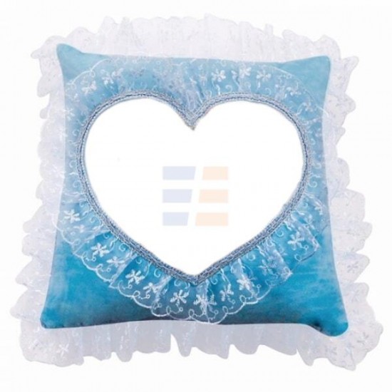 Fata de Perna de Sublimare, Inima, Albastru Deschis, 40x40 cm