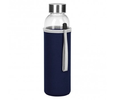 500ml Glass Water Bottle with Cover, Navy Blue 500ml Glass Water Bottle with Cover, Navy Blue