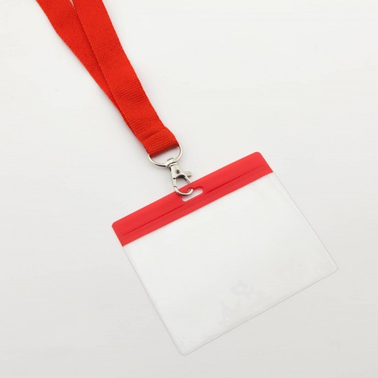 PVC Badge Holder, Horizontal, Red