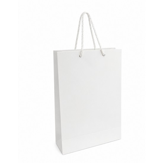 Матовый Ламинированный Бумажный Пакет, White (22x35x9 cm)