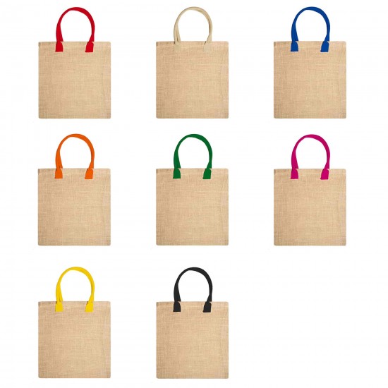 Geanta din Iuta Naturala Nimes, Maner din Coton, 38x41 cm