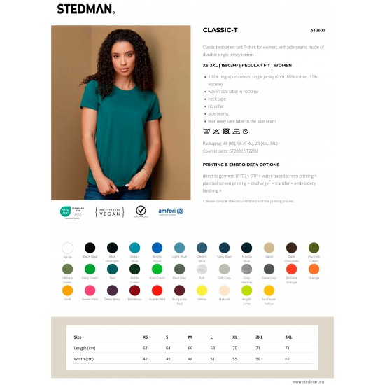 Stedman Tricou Classic, p-u Femei, Black, L Stedman Tricou Classic, p-u Femei, Black, L